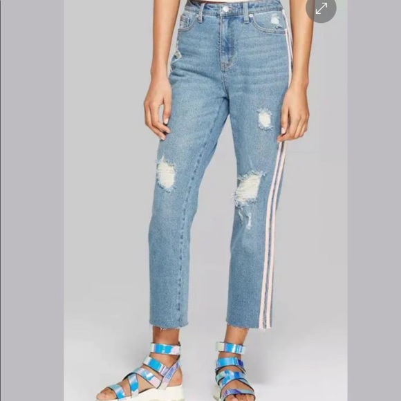 Wild Fable High Rise Kick Flair w/ Stripe Jeans 6 - Picture 1 of 7